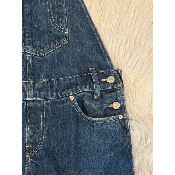 Levi’s Heritage Bib Denim Overalls Straight Leg Jeans Dark Wash Blue - Picture 5 of 13